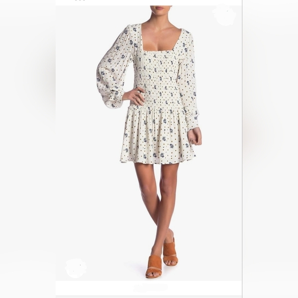 Free People Dresses & Skirts - Free people Tea Combo Blue Flower Dress Long‎ Sleeves Women Size Medium